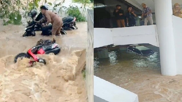 Dampak Hujan Deras Kantor Pemkab Pesibar Terendam Banjir
